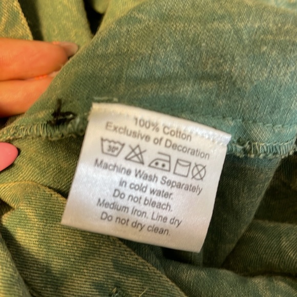 Earthbound large 2 piece 100 cotton green hoodie skirt w/ embroidered flowers - Picture 10 of 10